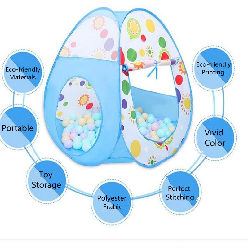 Baby Dry pool Children's Portable Foldable Colorful Ball Pool Pit Teepee with Crawl Tunnel Basketball Hoop for Newborn Crawling