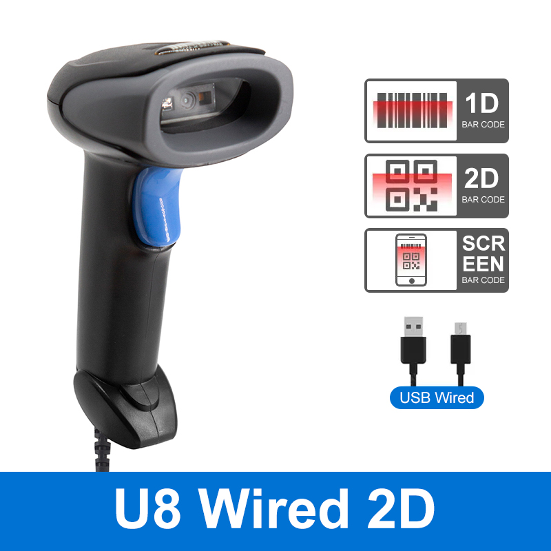 Boland U8 1D 2D scanner di codici a sbarra Lettore di codici a sbarra senza fili PDF417 scanner Bluetooth scanner per consegna pacchi per negozio: Rosso