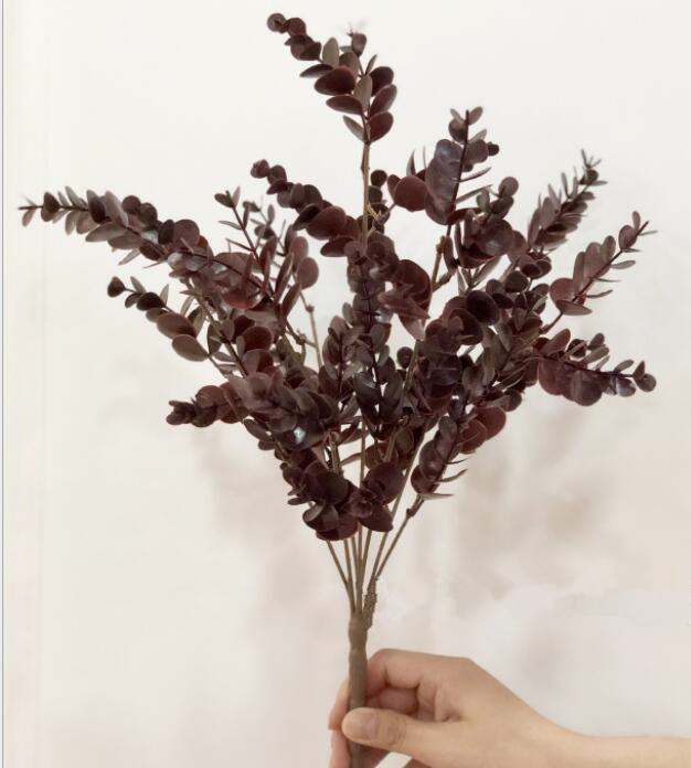Meldel Diy Bruidsboeket Decoraties Kunstmatige Eucalyptus Bladeren 7 Vorken Handgemaakte Plant Bloemstuk Bruiloft Benodigdheden: Type 2 Brown