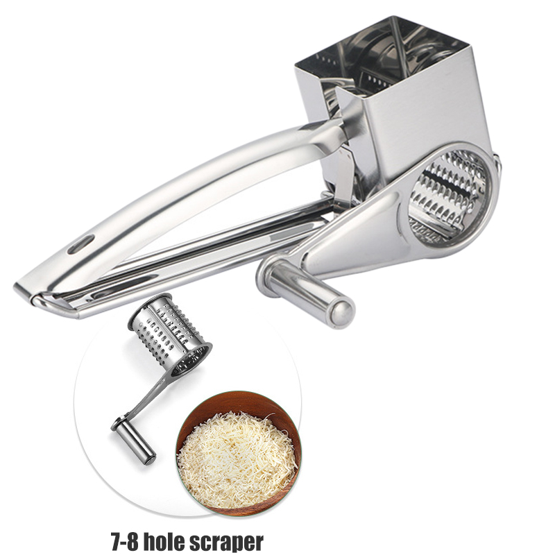 Rallador de queso de acero inoxidable, manivela manual, cuchillas giratorias, picador de verduras, cocina,: style 3