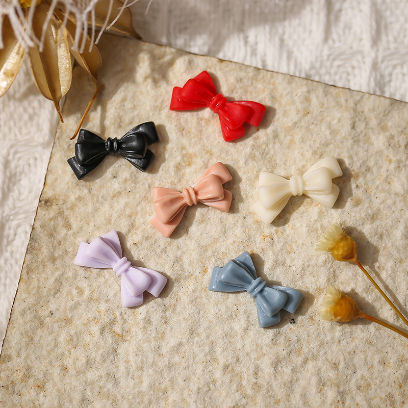 50 Uds. De lazos largos de resina rosa para decoración de uñas, lazos para uñas de hadas esmerilados 3D Kawaii, piezas de decoración, accesorios para uñas de japonés DIY