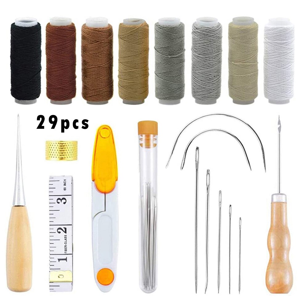 Professionelle Leder Handwerk Werkzeuge mit Groover Ahle Gewachste Gewinde Fingerhut Kit Hand Nähen Stitching Schlag Hand Nähen Liefert: H