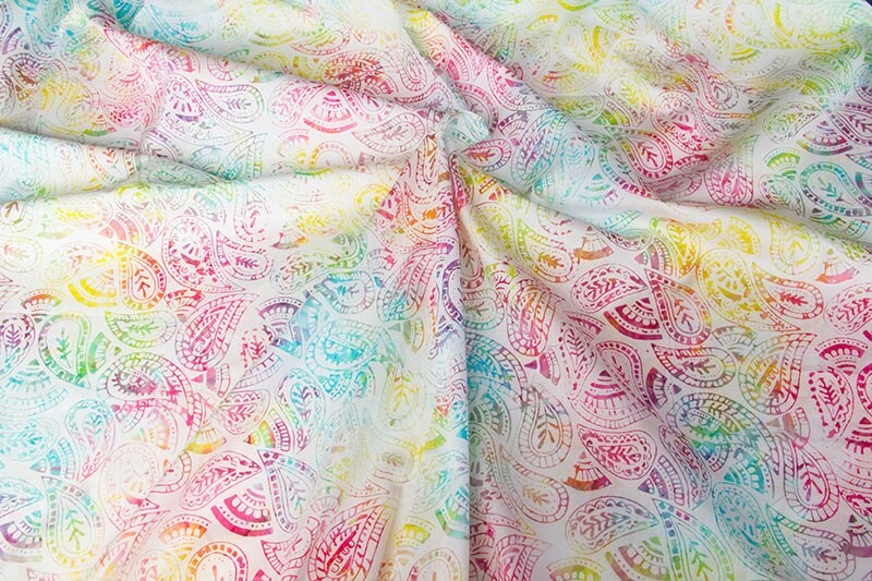 50cm*110cm DIY Patchwork Bali wax printing Batik Fabrics Tonga Batik Border Buttercream Folksy Paisley Satin Fabric