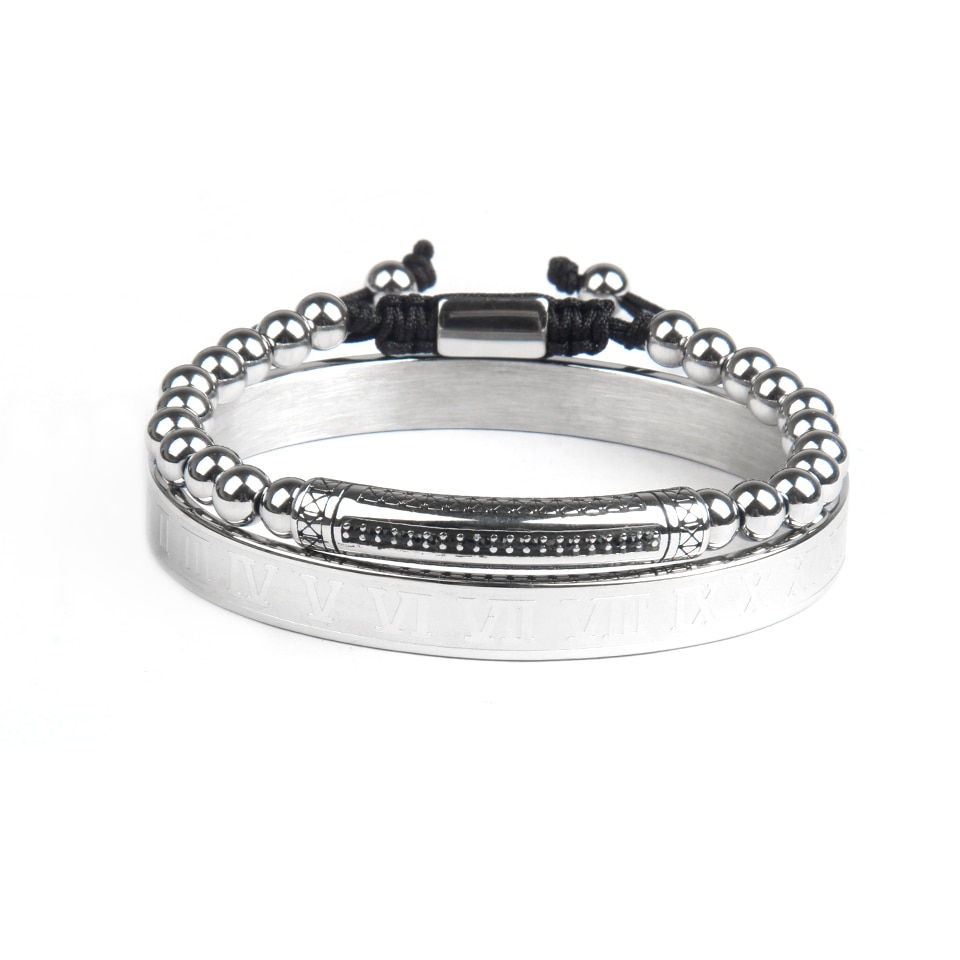 Ailatu nouvelle barre de Tube de luxe définit Bracelet en acier inoxydable matériel bijoux bracelets pour hommes de supérieure: Silver