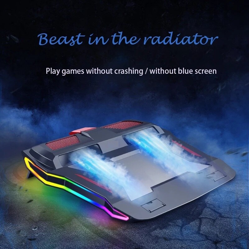 Adjustable Notebook stand Cooling Base RGB Gaming Laptop Cooler 3000 RPM Powerful Air Flow Cooling Pad Compatible With Notebook