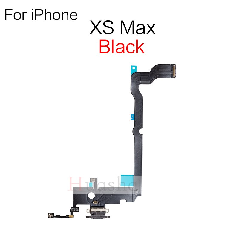 Connecteur de chargeur USB pour iPhone 7 8 Plus X XR XS max, câble flexible avec Microphone et prise Audio pour casque, 1 pièce: XS Max Black