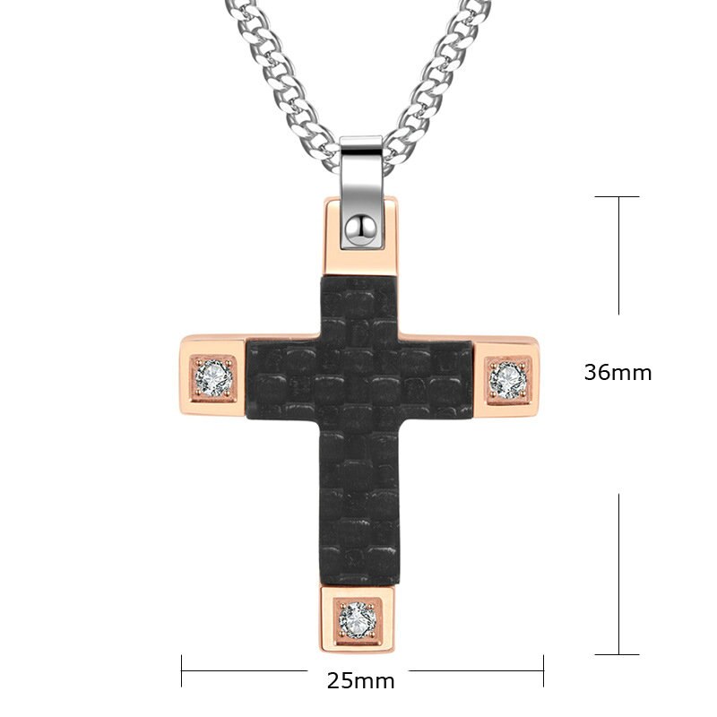 Yoiumit Men&#39;s Stainless Steel Diamond Cross Pendant Two Color Gold Plated Boys Necklace Chain Party Jewelry