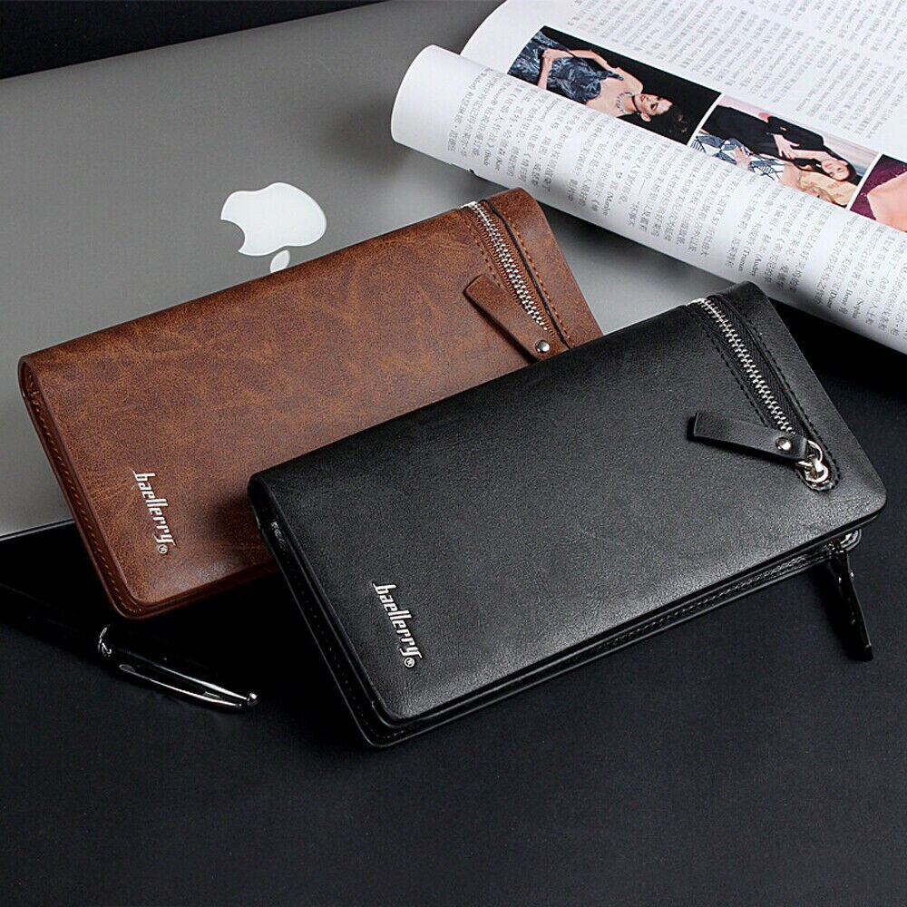 Men's Leather Wallet Zipper Long Clutch Wallets Classic Luxury Wallest Bifold ID Credit Card Holder Purse portefeuille portfel