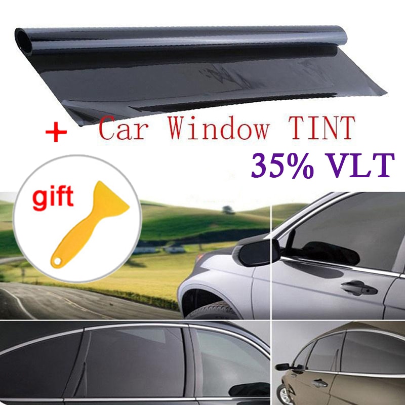 Car Window Sticker 100x50cm Car Home Window TINT 35% VLT Black Film Foil Sticker Decal+Scraper