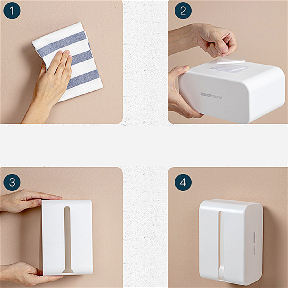 Wall Mounted Bathroom Tissue Box Desktop Paper Storage Box Free Punch Shelf Toilet Paper Holder Bathroom Tissue Dispenser