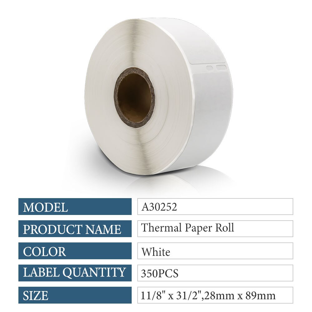 1 Roll 30252 DYMO Address Labels Thermal Paper Labels 1 1/8" x 3 1/2" For DYMO LabelWriter 450 450 DUO 450 Twin Turbo 4XL
