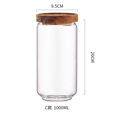 Holz Deckel Glas Luftdichten Kanister Küche Lagerung Flaschen Gläser Lebensmittel Container Körner Tee Kaffee Bohnen Körner Süssigkeit Krug Container: Muster C