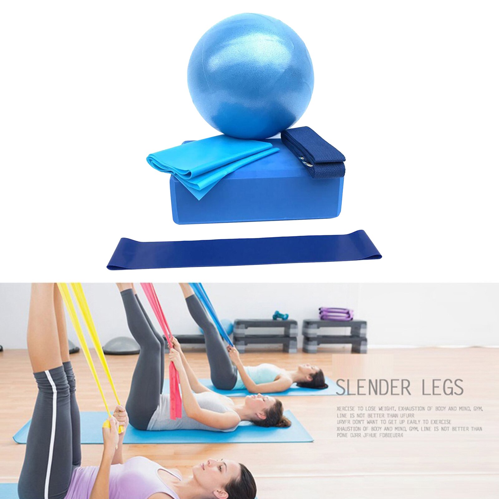 5pcs Yoga Blocks, Yoga Ball &amp; Resistance Bands for Arms, Shoulders, Legs, Butt, Workout Stretch Bands for Physical Therapy, Gym