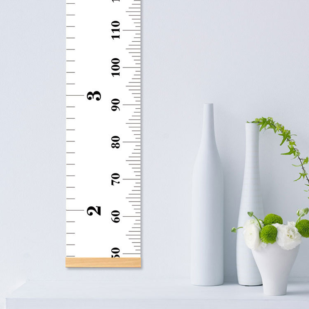 Wood Frame Canvas Baby Growth Chart Ruler Boys Girls Measuring Chart Decor