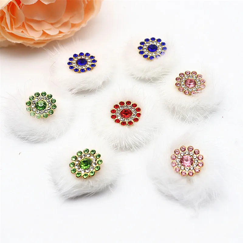 Taladro de flor de sol de 14mm, placa facial redonda cosida a mano, hebilla de taladro hecha a mano, accesorios de cuentas de lazo Diy, diamantes de imitación de doble flor