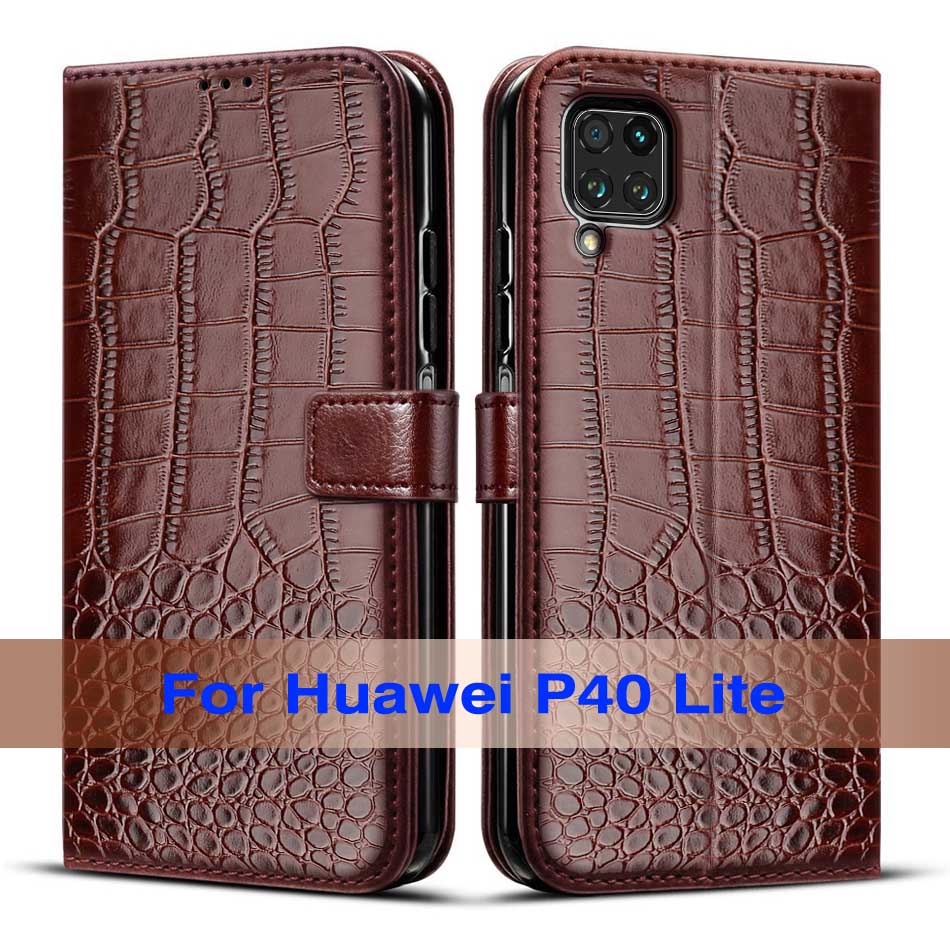 Voor Huawei P40 Lite Case Soft Tpu Silicon Telefoon Case Voor Huawei P40 Lite P40Lite Cover Bumper Coque Met Magnetische: Deep Brown