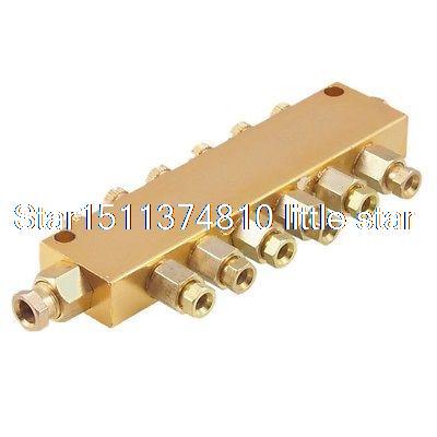 1 x Brass 6 Ways Adjustable Oil Distributor Valve Manifold Block 6mm in 4mm out
