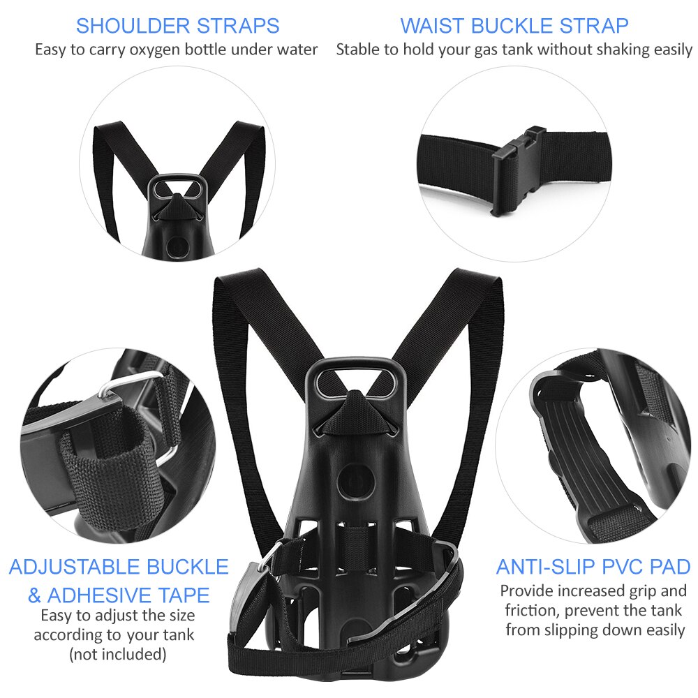 Zuurstof Fles Terug Houder Cilinder Rugzak Beugel Tank Houder Voor Duiken Scuba Vissen Operatie In Water