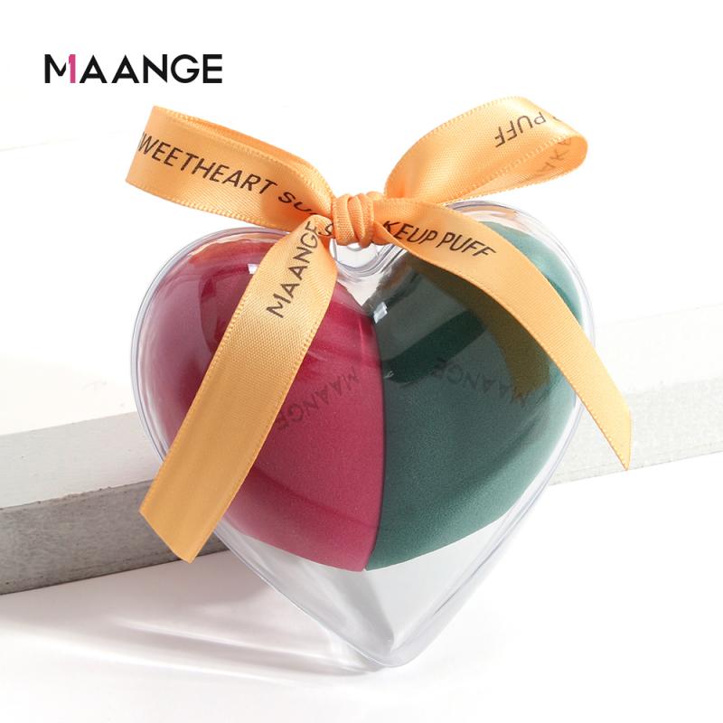 2pcs/set Heart-shaped Sponge Puff Wet Dry Beauty Face Foundation Powder MakeUp Cosmetics Makeup Egg Puff Tools Accessories