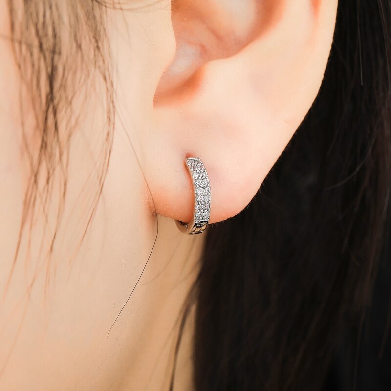 cubic zircon Small Hoop Earrings double crystal Gold Earrings For Women Girls Jewelry