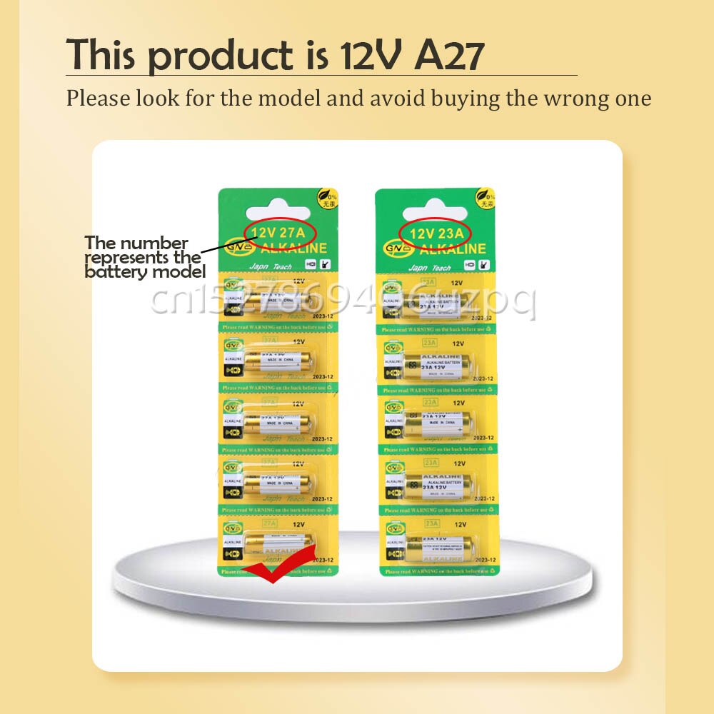 2 st 12v 27a alkaliskt batteri  g27a mn27 ms27 gp27a a27 l828 v27ga alk 27a a27bp k27a vr27 r27a för dörrklockalarm fjärrkontroll