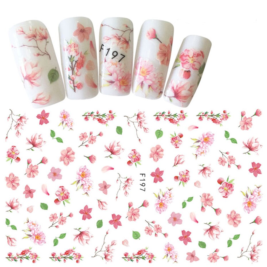 Feuilles autocollantes Sakura pour ongles, rose, motif de fleurs de cerisier 3D, Simple, pour manucure, magnifique, décoration de styliste, BEF129