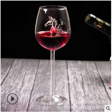 Rött vin bägare haj glas vinflaska kristall för fest flöjt middag dekorera: Hippocampus