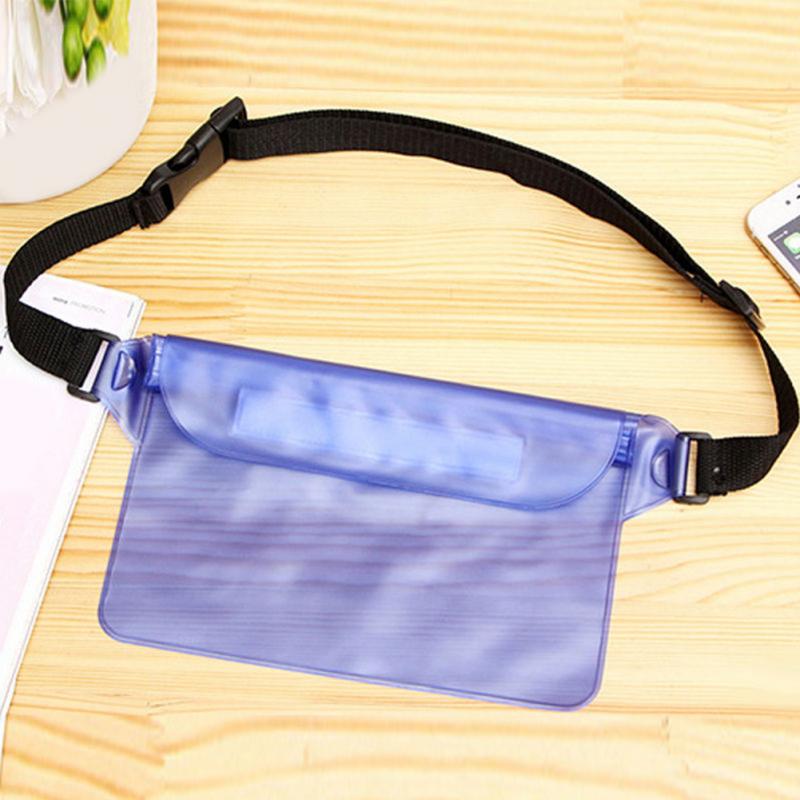 Drie Lagen Waterdichte Onderwater Heuptas Fanny Pack Strand Dry Pouch Telefoon Geval Portemonnee: dark blue