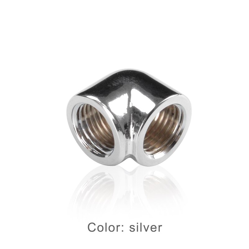 Syscooling water cooling fitting 90 degree female elbow copper G1/4 inner thread elbow: Silver color