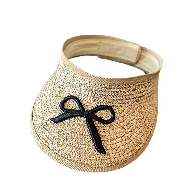 Chapéu de palha e bolsa de ombro verão para meninas, chapéu de sol superior vazio infantil, aba grande, bowknot, viseira de praia ao ar livre, boné de sol para bebê