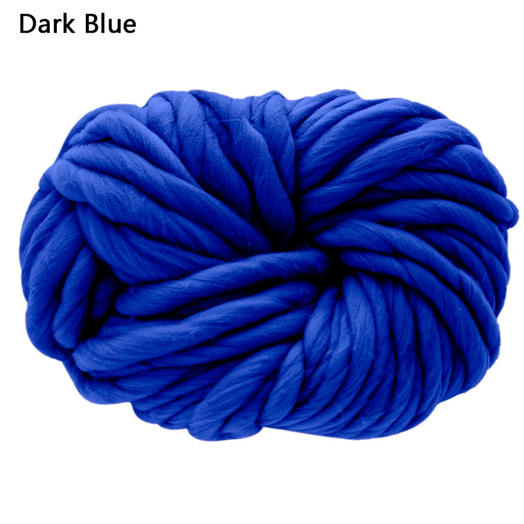 Super volumoso braço tricô lã roving malha cobertor chunky fio de lã super grosso para tricô diy crochê tapete chapéus: Dark Blue 