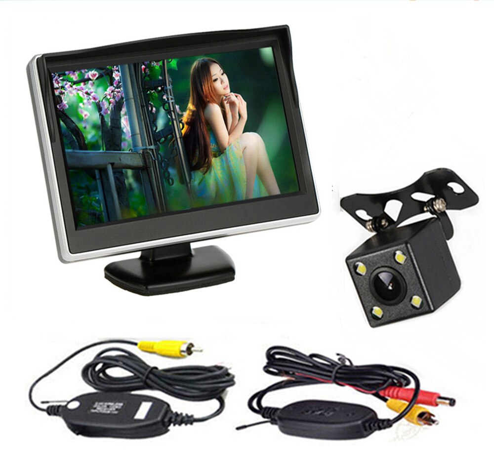 Monitor de coche 5 pulgadas TFT LCD pantalla a Color asistencia de estacionamiento inverso con 2 ENTRADA AV, cámara de visión trasera opcional: Monitor01 wireless03