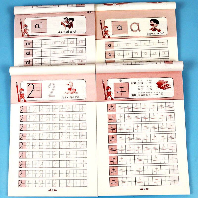 4 Preschool Exercise Books for Children Learning Chinese Pinyin Mathematics Copybook For Calligraphy Practice for beginners