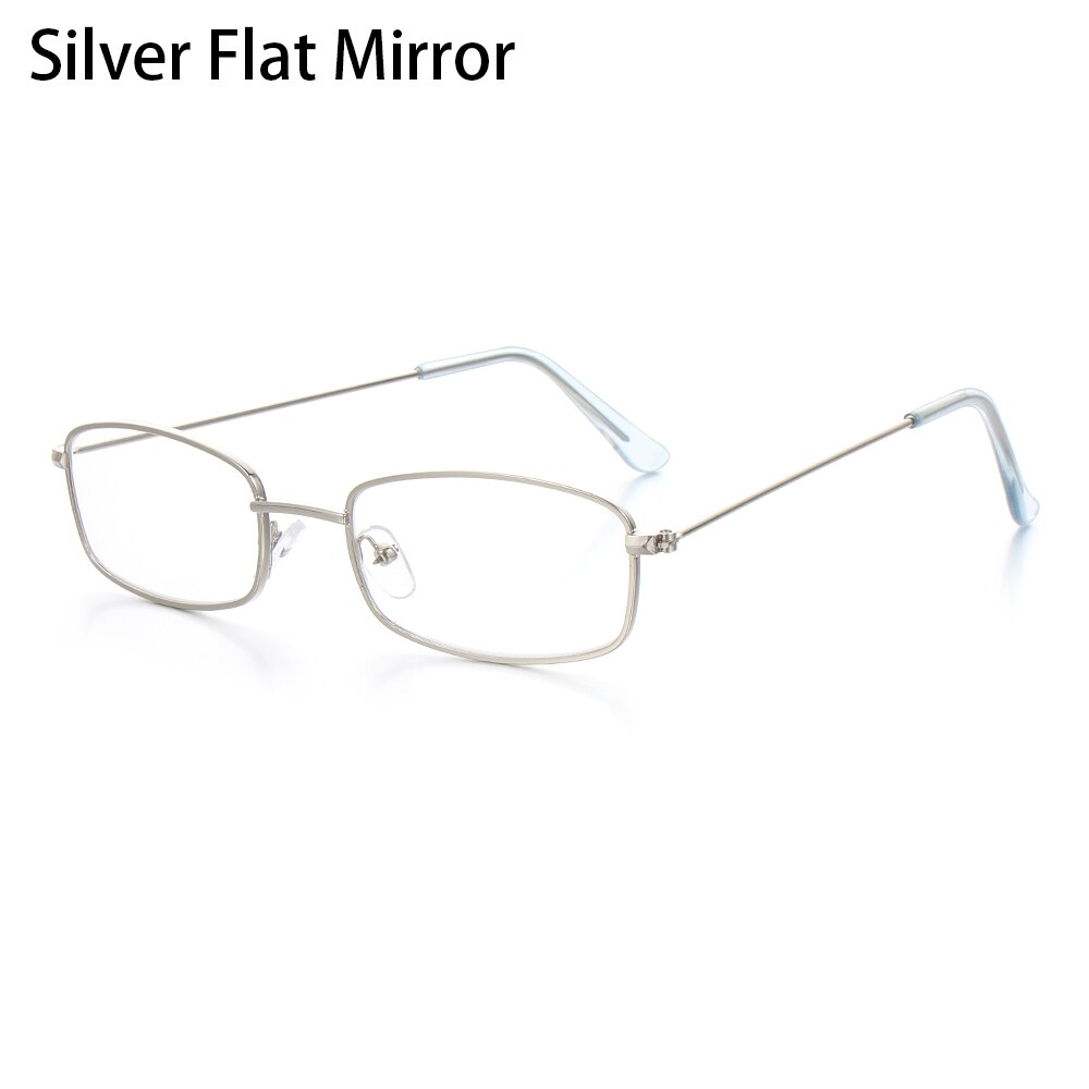 Unisex små retro nuancer rektangel solbriller farverige  uv400 metalramme klar linse solbriller briller til mænd kvinder beskyttelsesbriller: Sølv fladt spejl