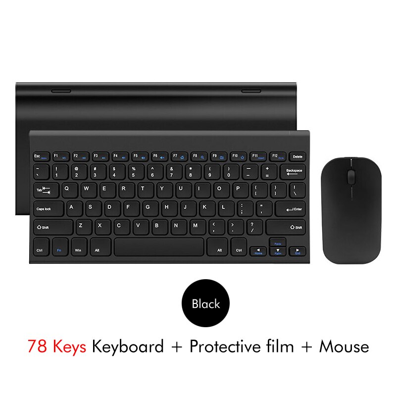 B.O.W 2.4Ghz Wireless Keyboard, 10 Keys Slim Matte Metal Ultra thin Rechargeable Full Size Keyboard Kits with Nano USB Receiver: Black Combo 78Keys