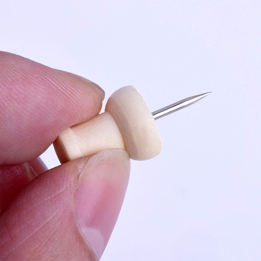 1box Push Pin Office Photo Wall Nail Map Decorative Drawing Cork Board Home Craft Wooden Thumbtack With Organizing Container