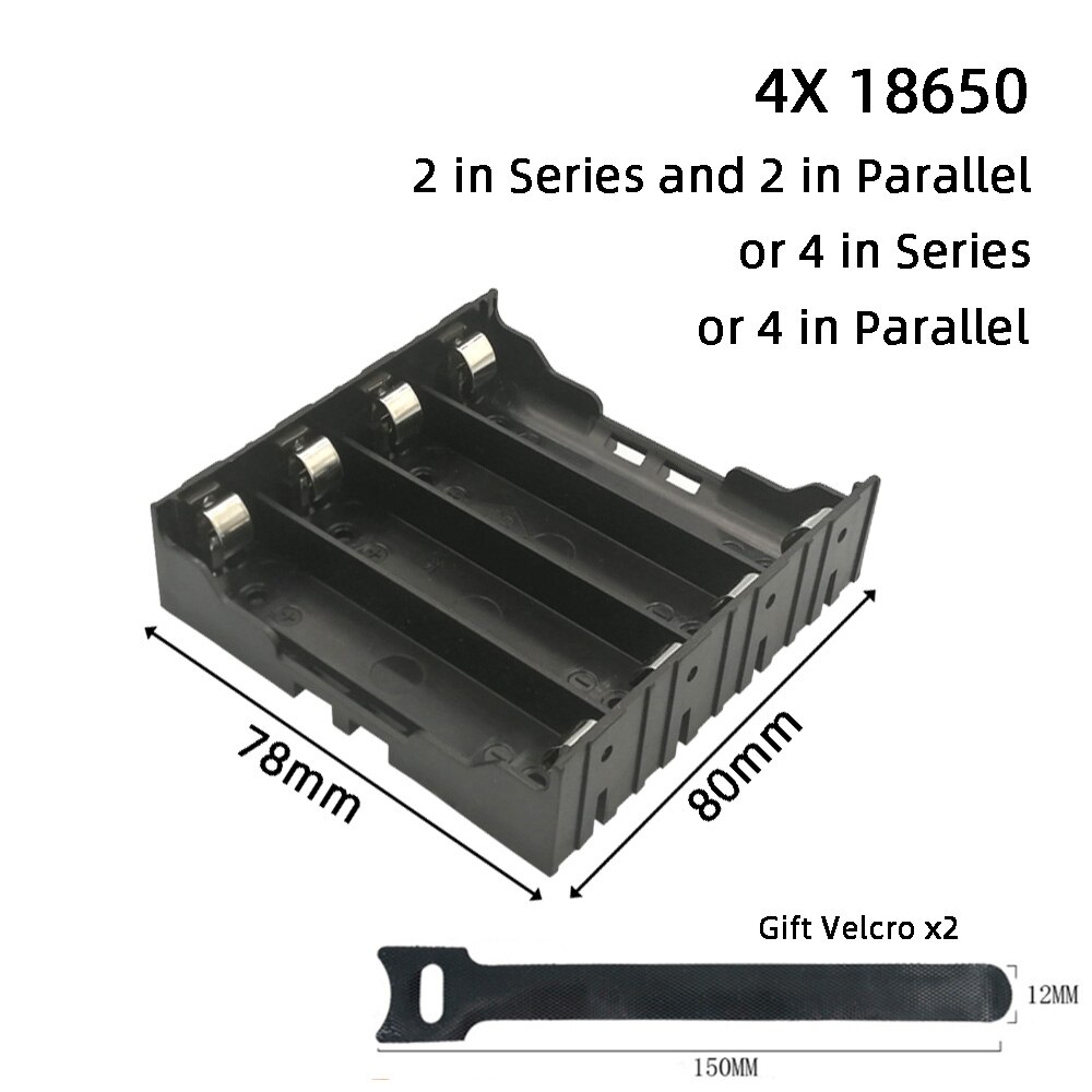 Balaike Black Plastic 1x 2x 3x 4x 18650 Battery Storage Box Case 1 2 3 4 Slot Way DIY Batteries Clip Holder Container and switch: 4 slot