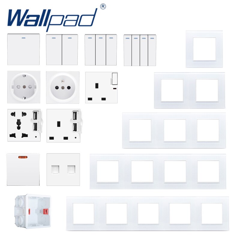 HDMI USB Socket Wallpad Crystal Glass Panel 110V-250V 10A-16A HDMI USB 3.0 Data Transmission Wall Socket