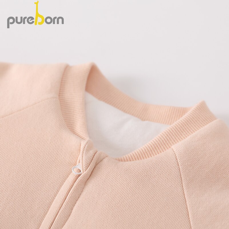 Pureborn criança macacão engrossar manga longa macacão meninos meninas macacão primavera outwear roupas recém-nascidos