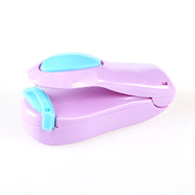 Mini tapabocas para el hogar, máquina taponadora portátil de plástico para sellar alimentos, ahorro de alimentos, almacenamiento para bolsas, paquete de herramientas para el hogar, 1 unidad: Purple