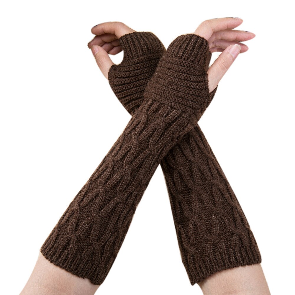 Winter Wrist Arm Hand Warmer Knitted Long Fingerless Gloves Mittens Motor Gloves Without Fingers Men's Eldiven Gants Femme