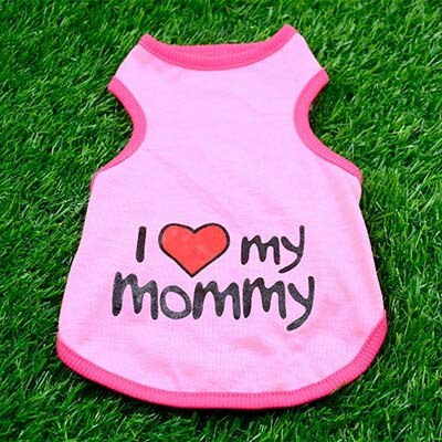 Vêtements pour animaux de compagnie "j'aime maman" imprimé chien chat vêtements t-shirts été respirant coton T-shirt pour chaton chats chiot petits chiens: Rose / M