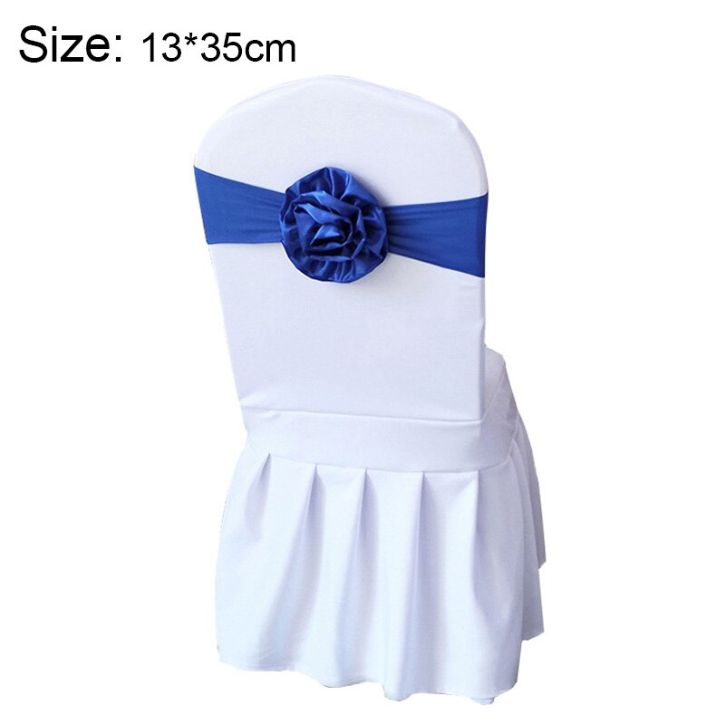 Elastische Polyester Stoel Band Bow Sash Stretch Stoel Sjerp Band Met Grote Bloem Voor Banket Hotel Bruiloft Verjaardag Party Decoratio
