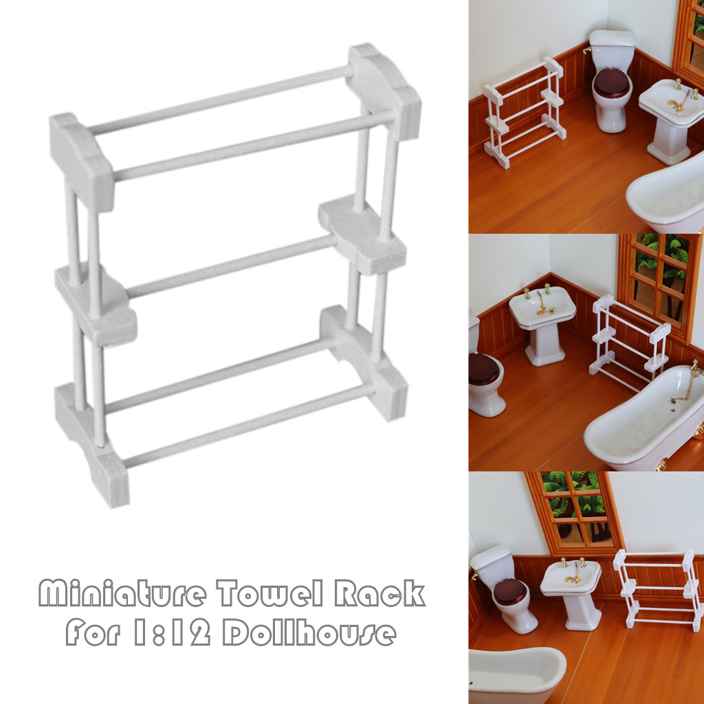 1:12 Poppenhuis Meubels Miniatuur Handdoekenrek Badkamer Kids Pretend Speelgoed 813