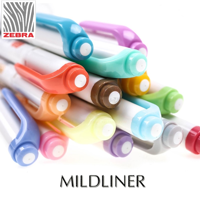 branded Zebra MildLiner Highlighter Marker Double-Sided Round Toe/Oblique Mild 15 Color for Choose Office and School Supply