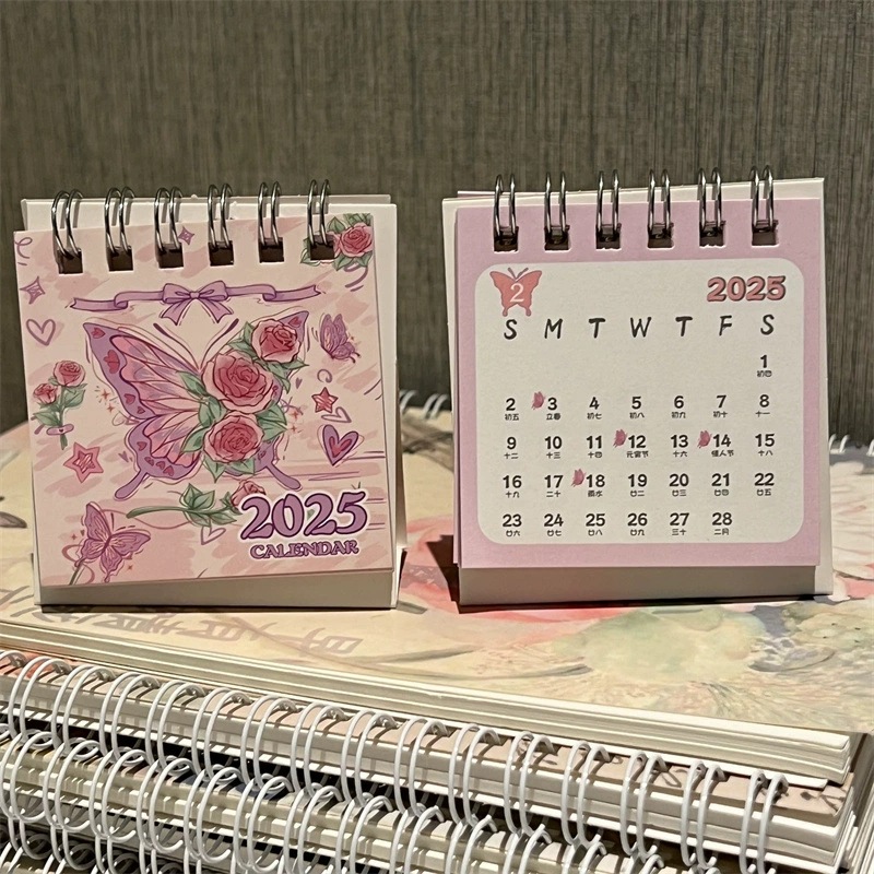 Desk Calendar Yearly Monthly Daily Planner Cute Coil Calendar Yearly Schedule Organizer To Do List Home Office Supplies: Red