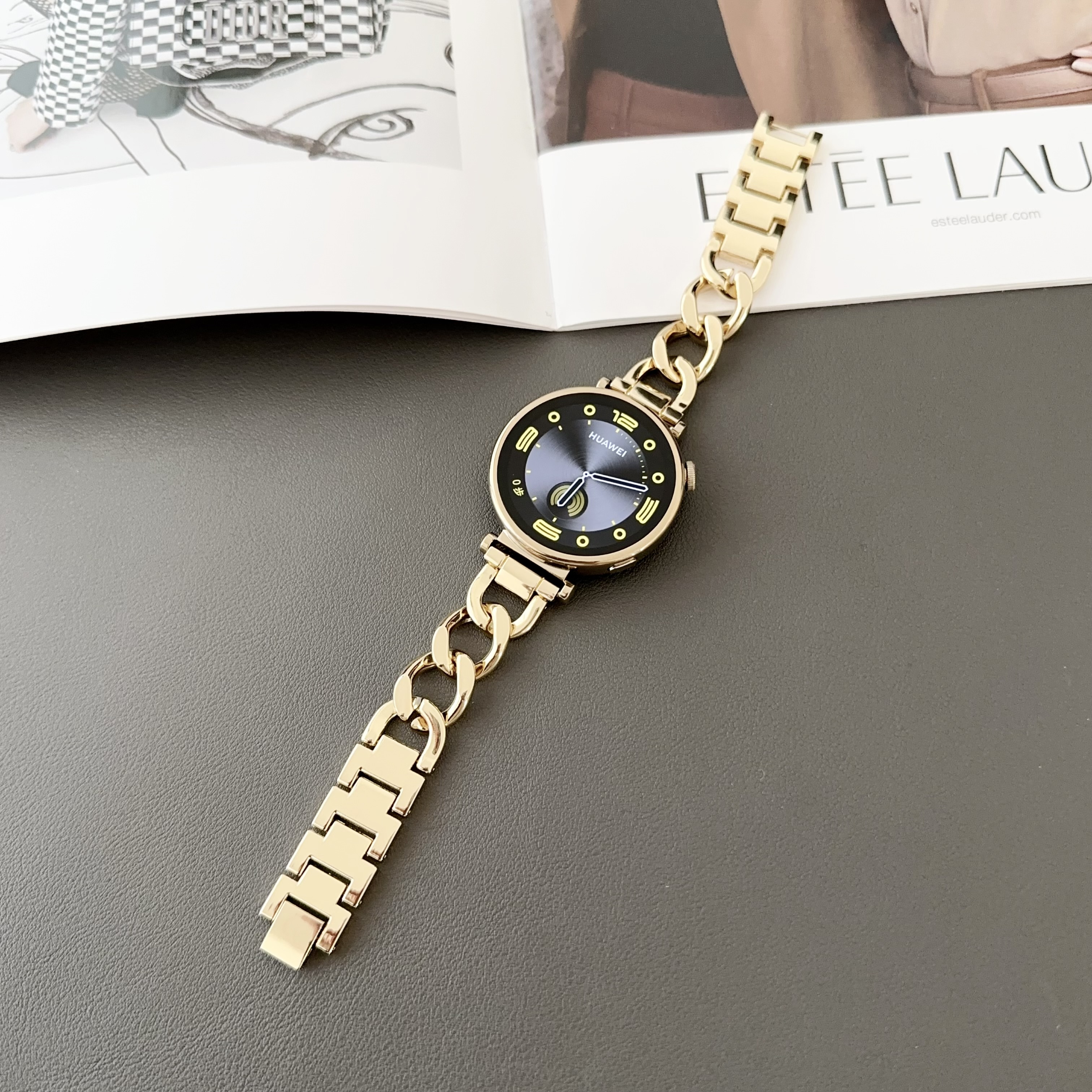 18mm roestvrijstalen bandjes voor huawei watch  gt 4 , 41mm metalen schakelarmbandjes voor garmin forerunner 265s , 255s/ venu 3s bandjes: Zwart geel