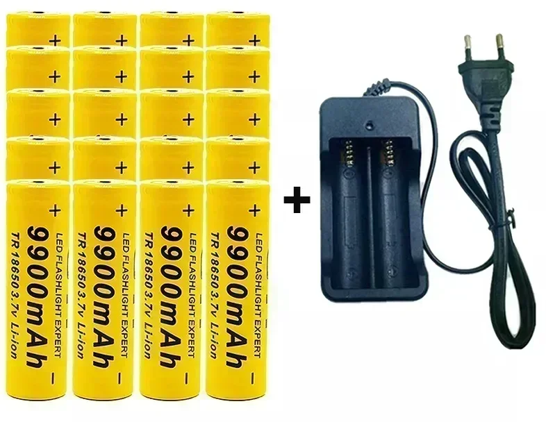 18650 rechargeable battery 3.7V 18650 9900Mah handheld light LED light, etc., lithium-ion rechargeable battery+charger: green