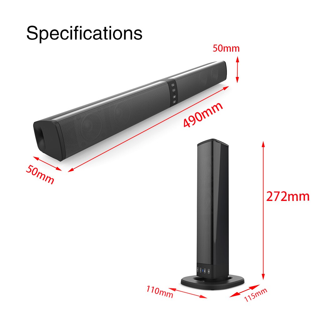 20W Tv Geluid Bar Draadloze Home Theater Systeem Soundbar Met Subwoofer Bluetooth Speaker Voor Pc Computer Telefoon Luidsprekers Boombox