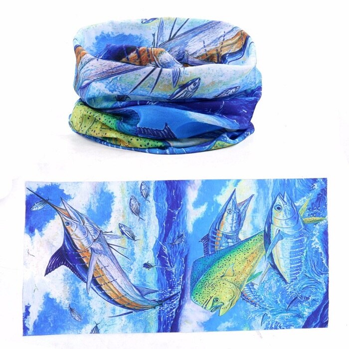 Maximumcatch multi funksjon fiske skjerf 3d digital skrive ut fiske hodeplagg anti-uv fiske bandana fiske pannebånd: 3d sverd og mahi